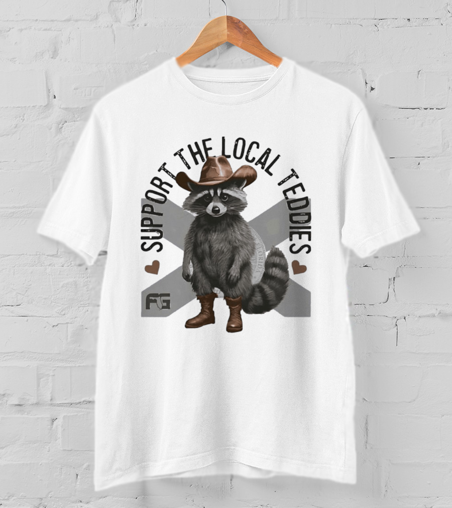 Raccoon Cowboy Support The Local Teddies T-Shirt