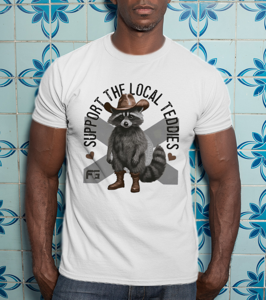 Raccoon Cowboy Support The Local Teddies T-Shirt