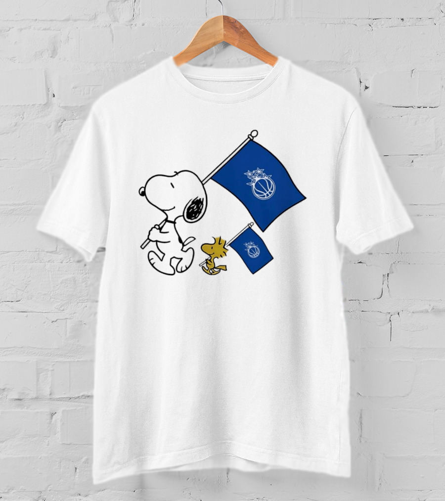 Snoopy And Woodstock Orlando Magic Team Flags Support T-Shirt