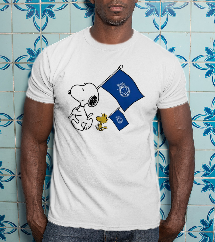 Snoopy And Woodstock Orlando Magic Team Flags Support T-Shirt