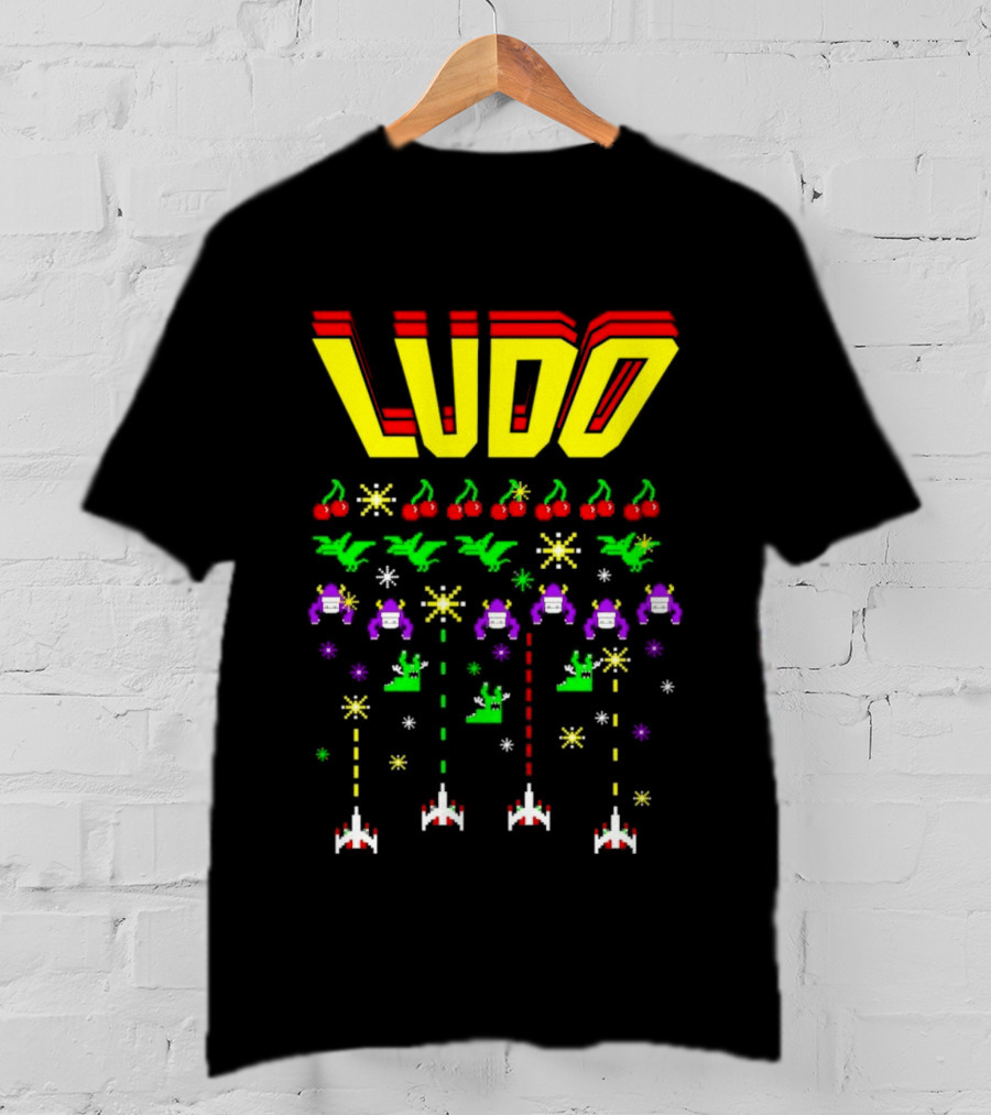 Ludo Arcade Halludoween 2026 Retro Gaming Cherries Spaceships T-Shirt