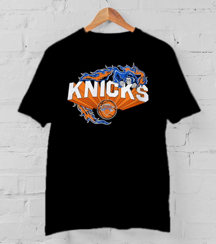 Knicks Basketball Team Flame Graphic New York Knicks NBA T-Shirt