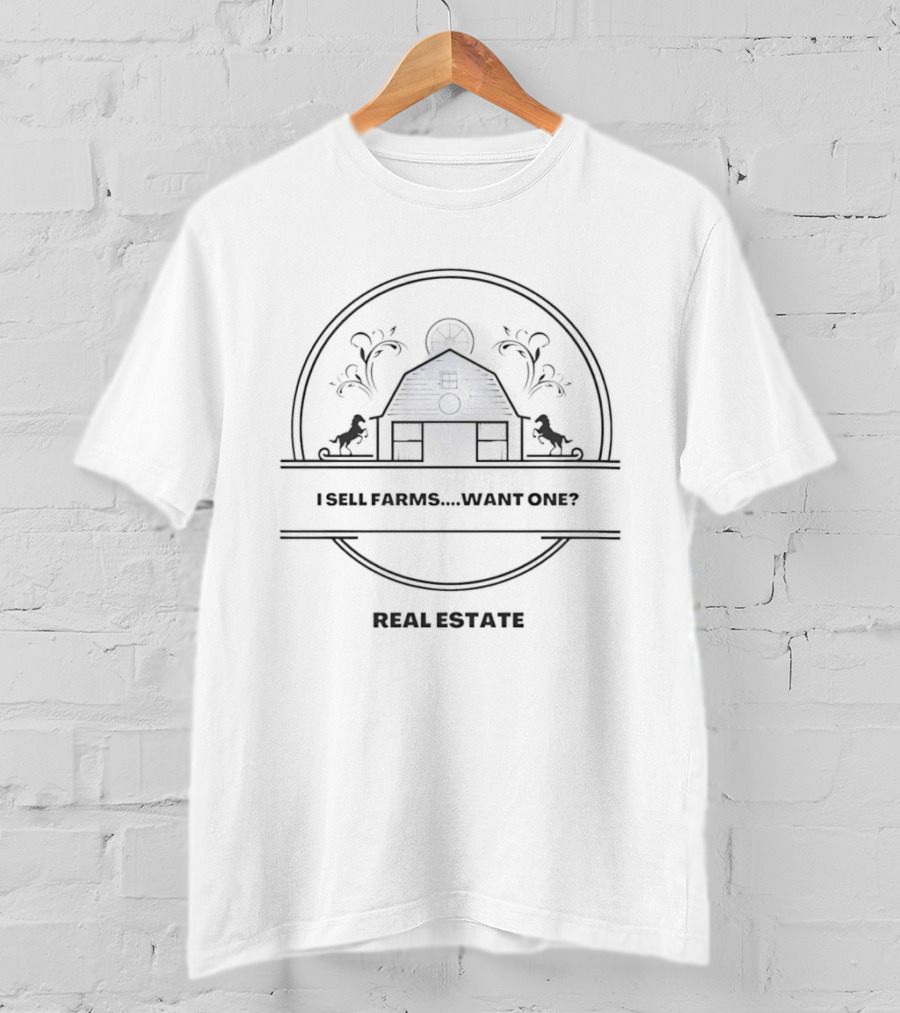 Barn Horses Wagon Wheel Property Land Ranch Real Estate Seal Of T-Shirt