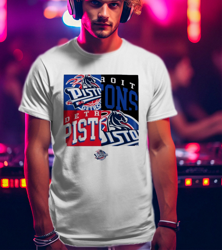 Detroit Pistons New Era Block PISTONS DETROIT Basketball T-Shirt
