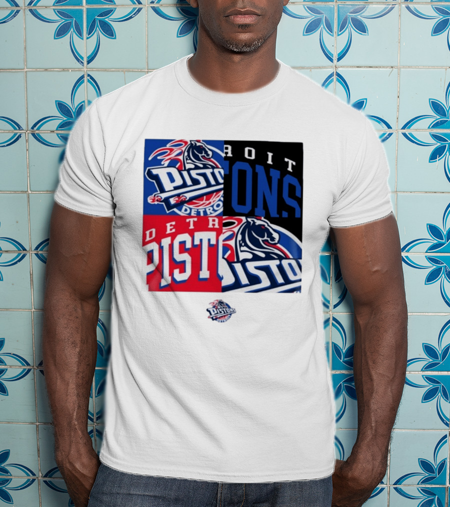 Detroit Pistons New Era Block PISTONS DETROIT Basketball T-Shirt