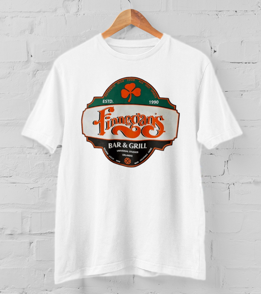 Finnegan's Bar & Grill Authentic Irish Food Ale Spirits Universal Studios Orlando Estd 1990 T-Shirt