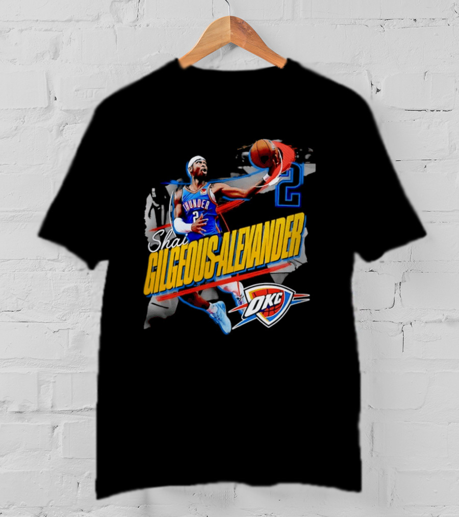 Shai Gilgeous Alexander Oklahoma City Thunder NBA OKC Blue Jersey Number 2 T-Shirt