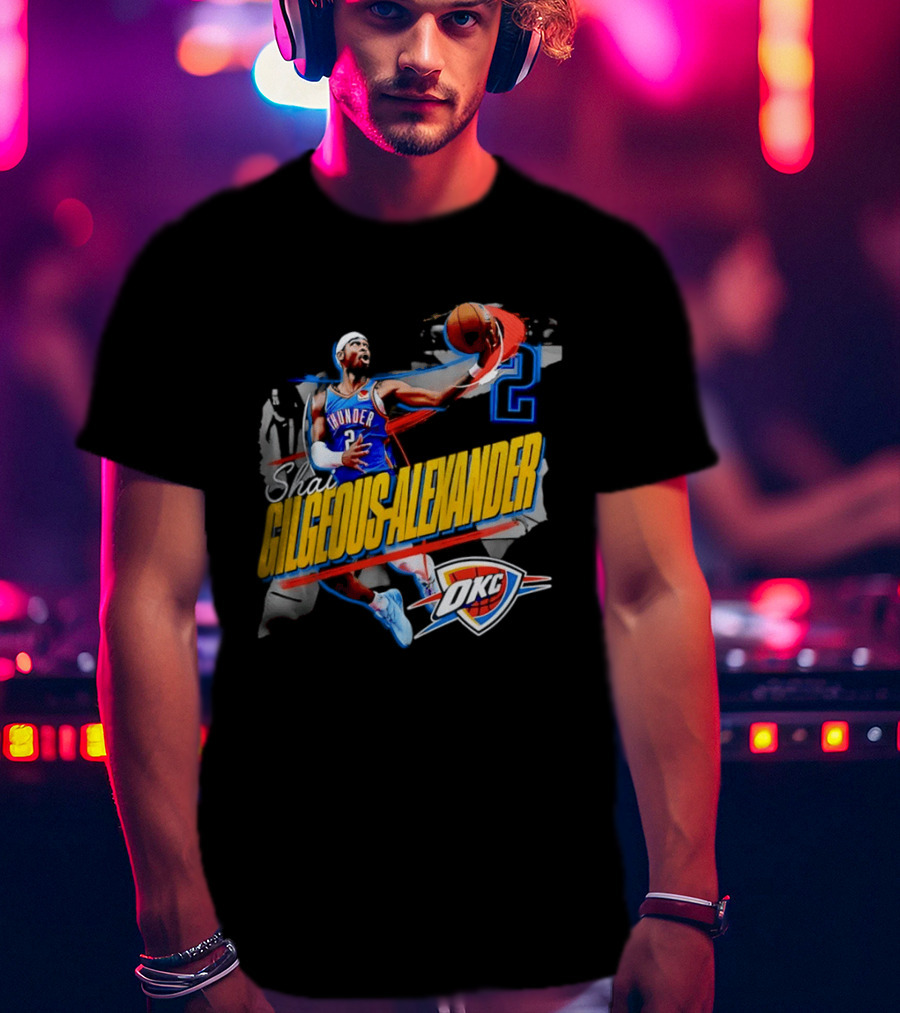Shai Gilgeous Alexander Oklahoma City Thunder NBA OKC Blue Jersey Number 2 T-Shirt