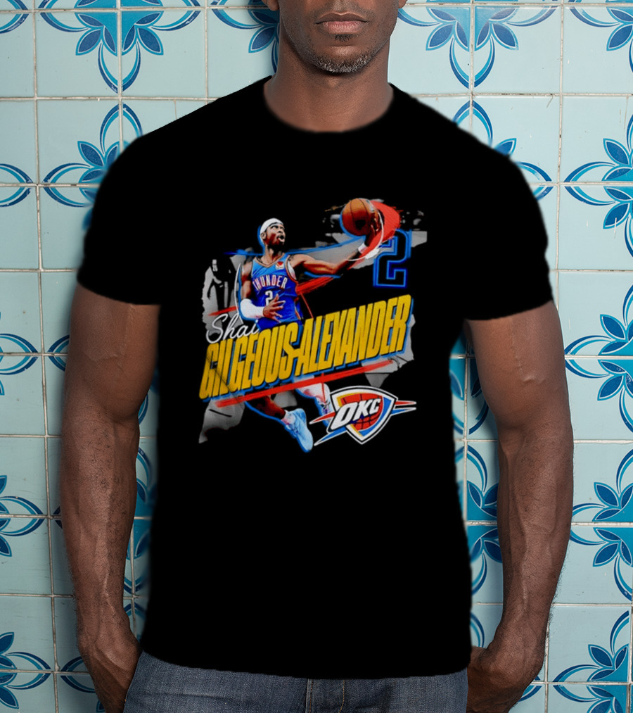 Shai Gilgeous Alexander Oklahoma City Thunder NBA OKC Blue Jersey Number 2 T-Shirt
