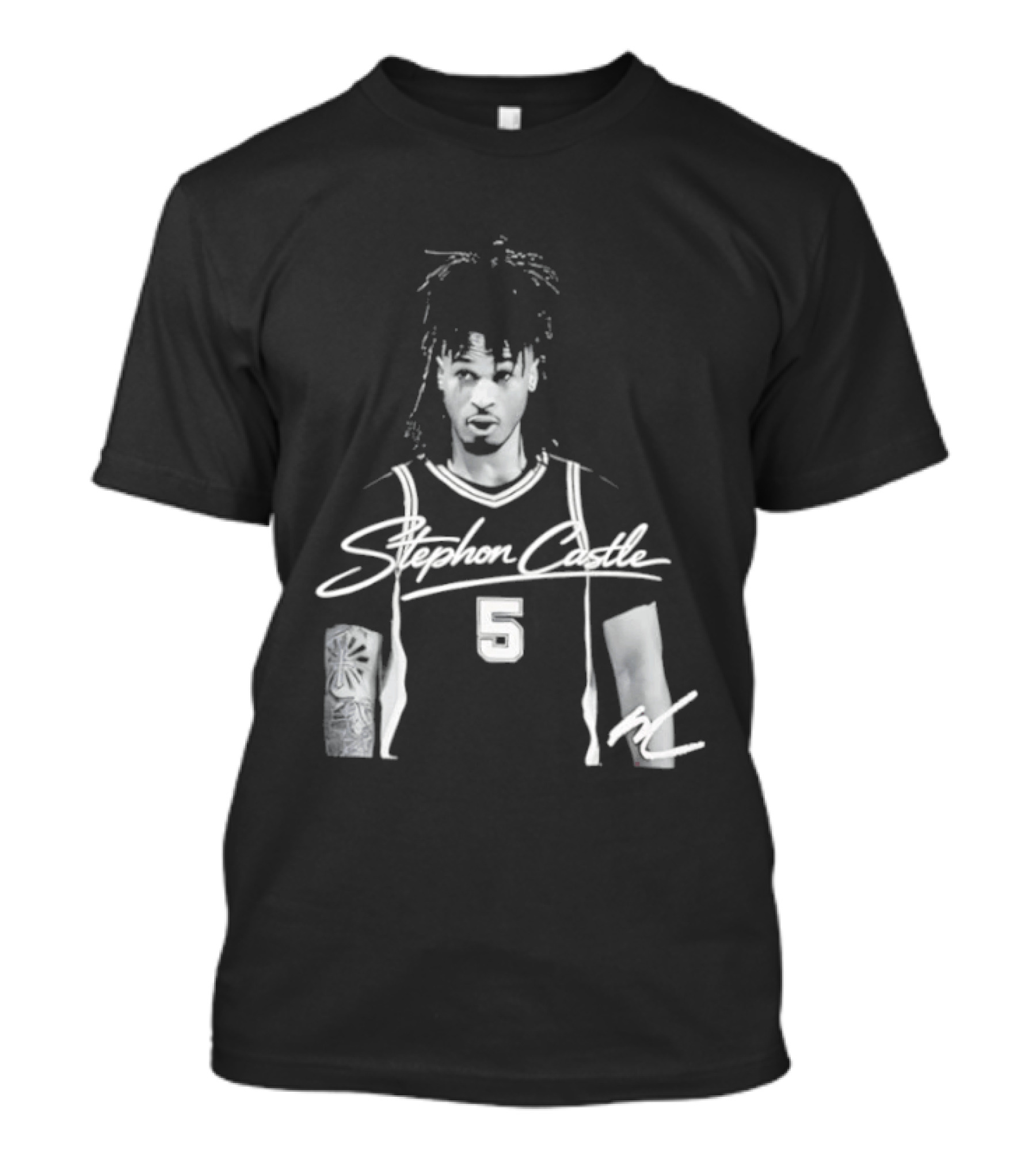Stephon Castle UConn Huskies NCAA Men's Basketball Number 5 Signature T-Shirt