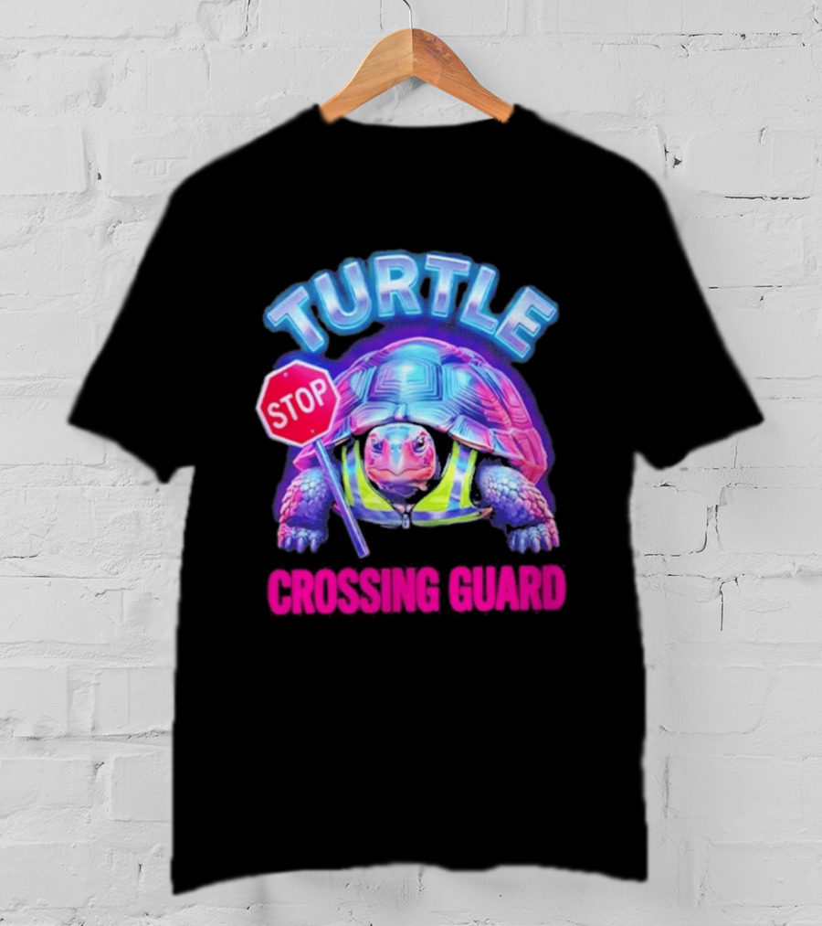 Turtle Stop Crossing Guard Neon Vibe T-Shirt