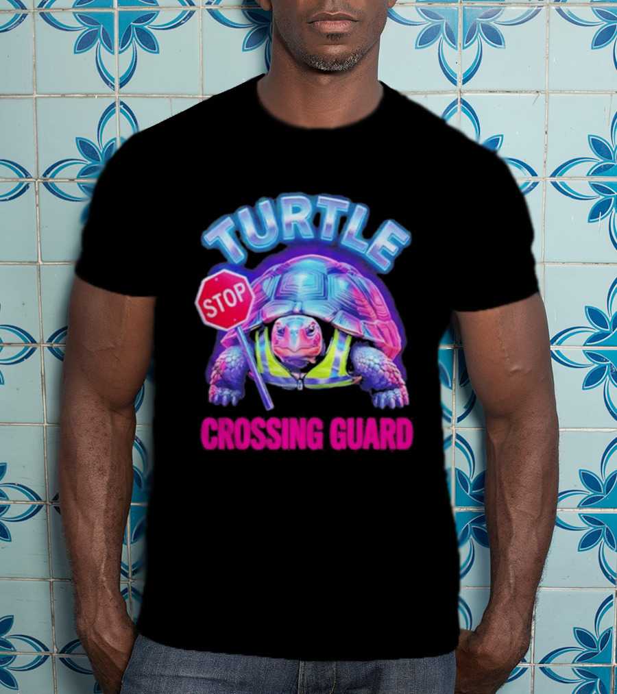 Turtle Stop Crossing Guard Neon Vibe T-Shirt