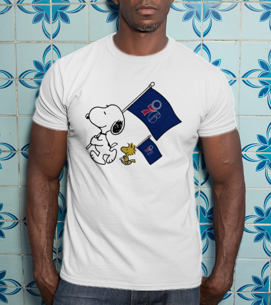 NBA Philadelphia 76ers Snoopy Woodstock Flag Peanuts Basketball T-Shirt