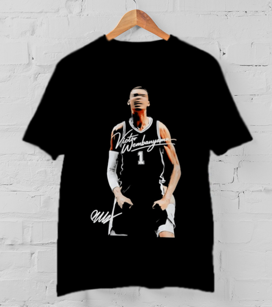Victor Wembanyama San Antonio Spurs 2023 NBA Draft Number 1 Jersey Signature T-Shirt