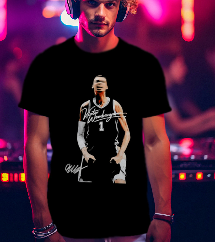 Victor Wembanyama San Antonio Spurs 2023 NBA Draft Number 1 Jersey Signature T-Shirt