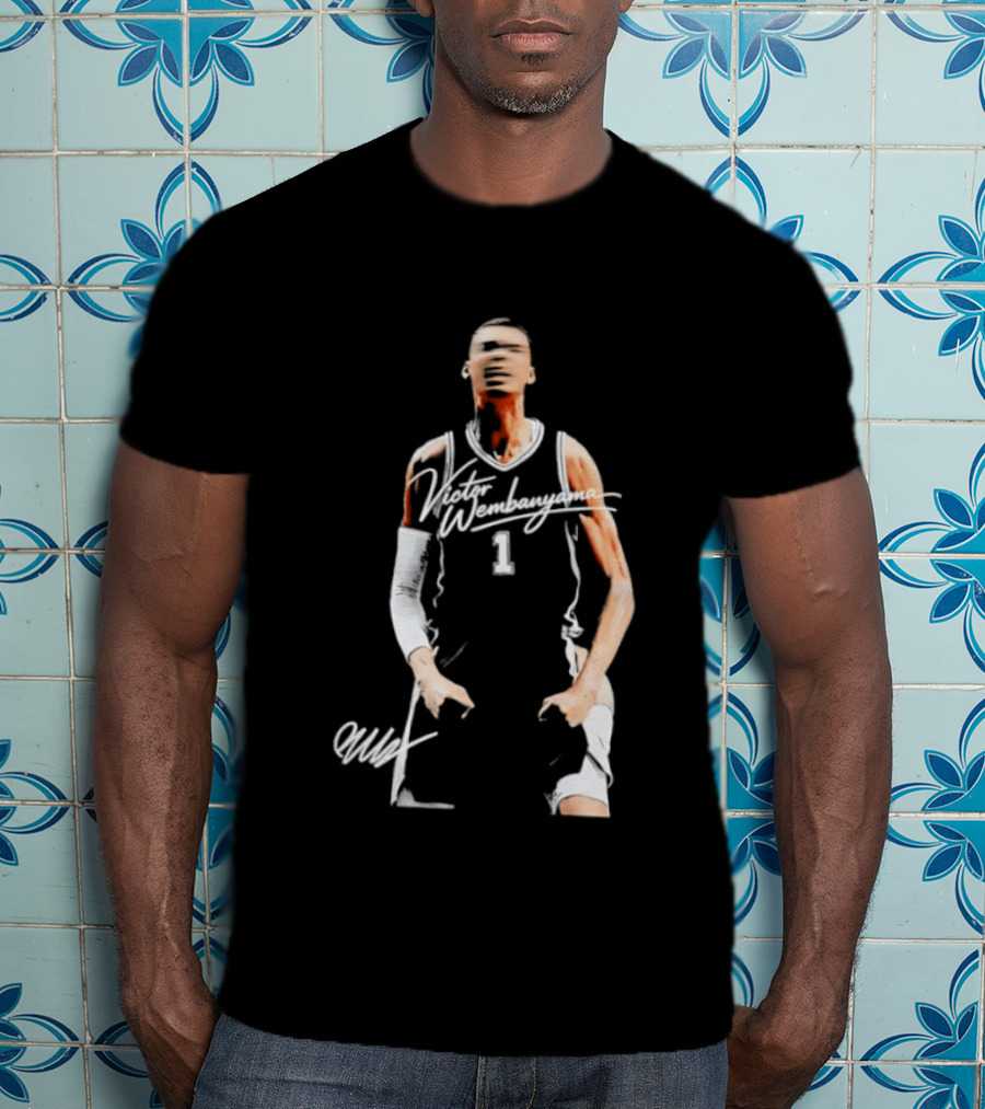 Victor Wembanyama San Antonio Spurs 2023 NBA Draft Number 1 Jersey Signature T-Shirt