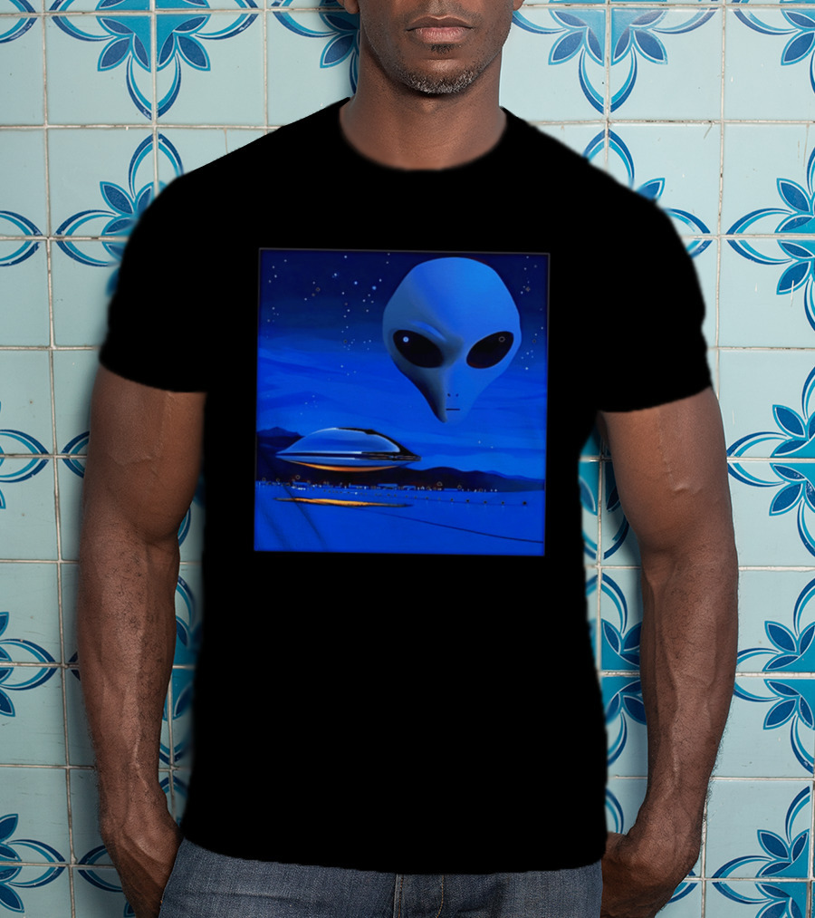 Aline UFO Portrait Night Sky Scene T-Shirt