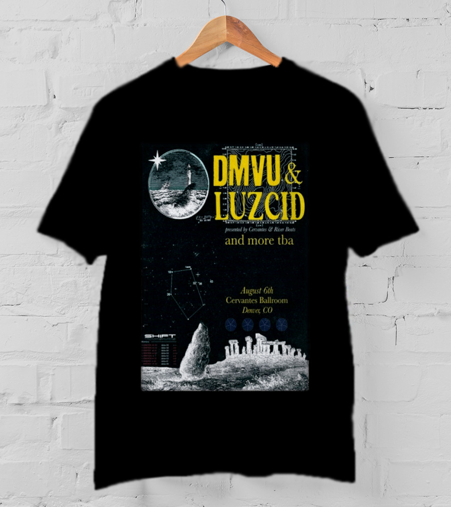 DMVU LUZCID August 6th Cervantes Ballroom Denver CO Lunar Lighthouse Constellation T-Shirt
