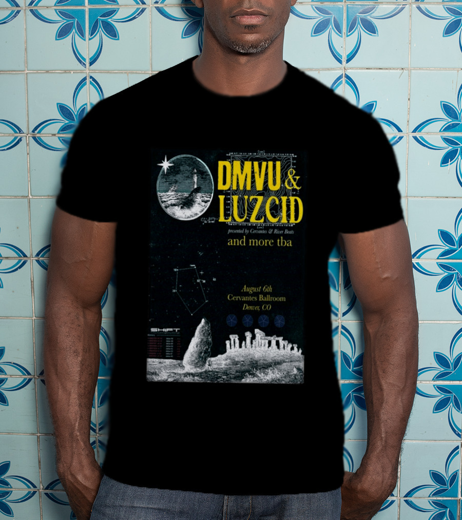 DMVU LUZCID August 6th Cervantes Ballroom Denver CO Lunar Lighthouse Constellation T-Shirt
