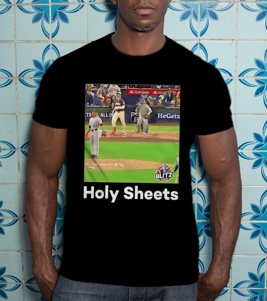 Mason Miller Holy Sheets Blitz Sports MLB HeGets State Farm Waffle Beanie T-Shirt