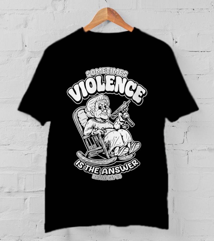 Grandma Sometimes Violence Is The Answer Retro Funny Guns T-Shirt