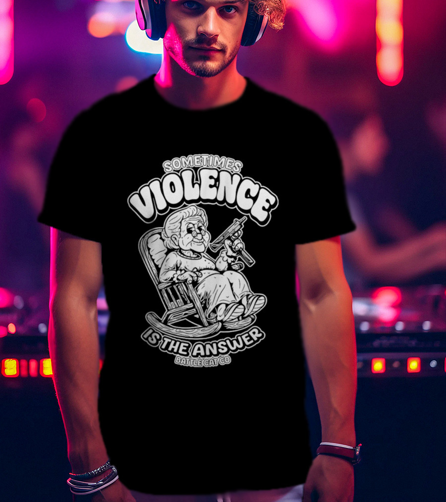 Grandma Sometimes Violence Is The Answer Retro Funny Guns T-Shirt