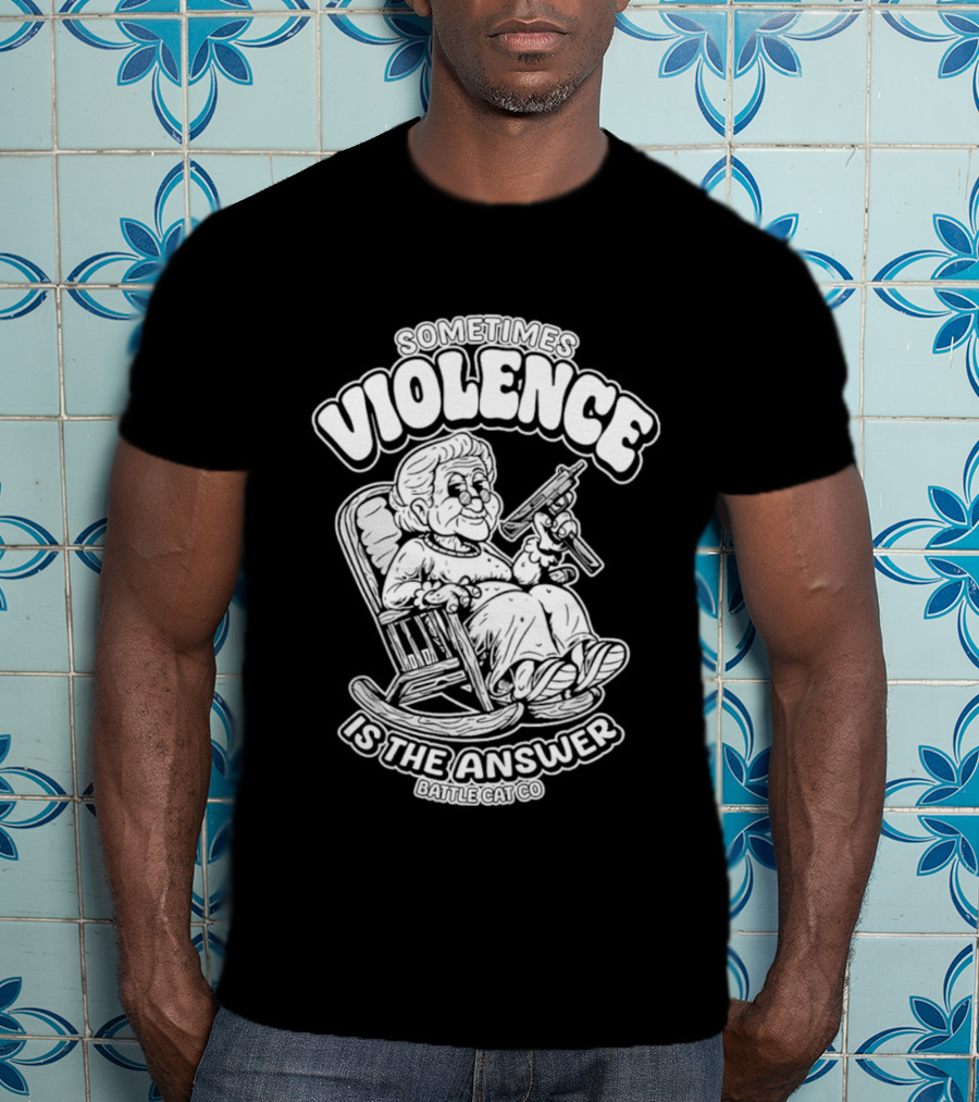 Grandma Sometimes Violence Is The Answer Retro Funny Guns T-Shirt