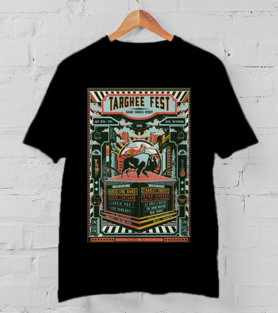Targhee Fest 2026 Grand Targhee Resort Alta Wyoming Marcus King Band Charley Crockett Ryan Bingham T-Shirt