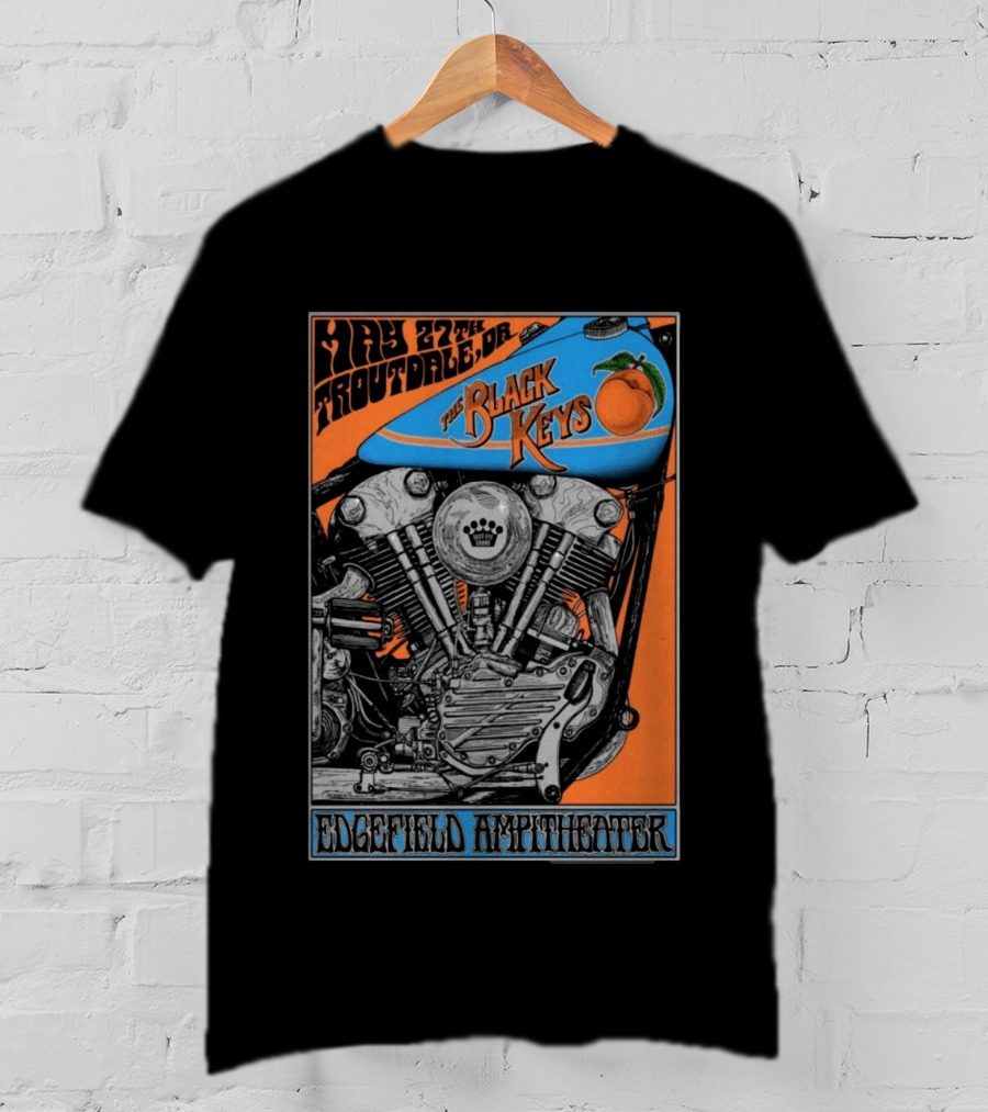 May 27 Troutdale OR The Black Keys Motorcycle Edgefield Amphitheater T-Shirt