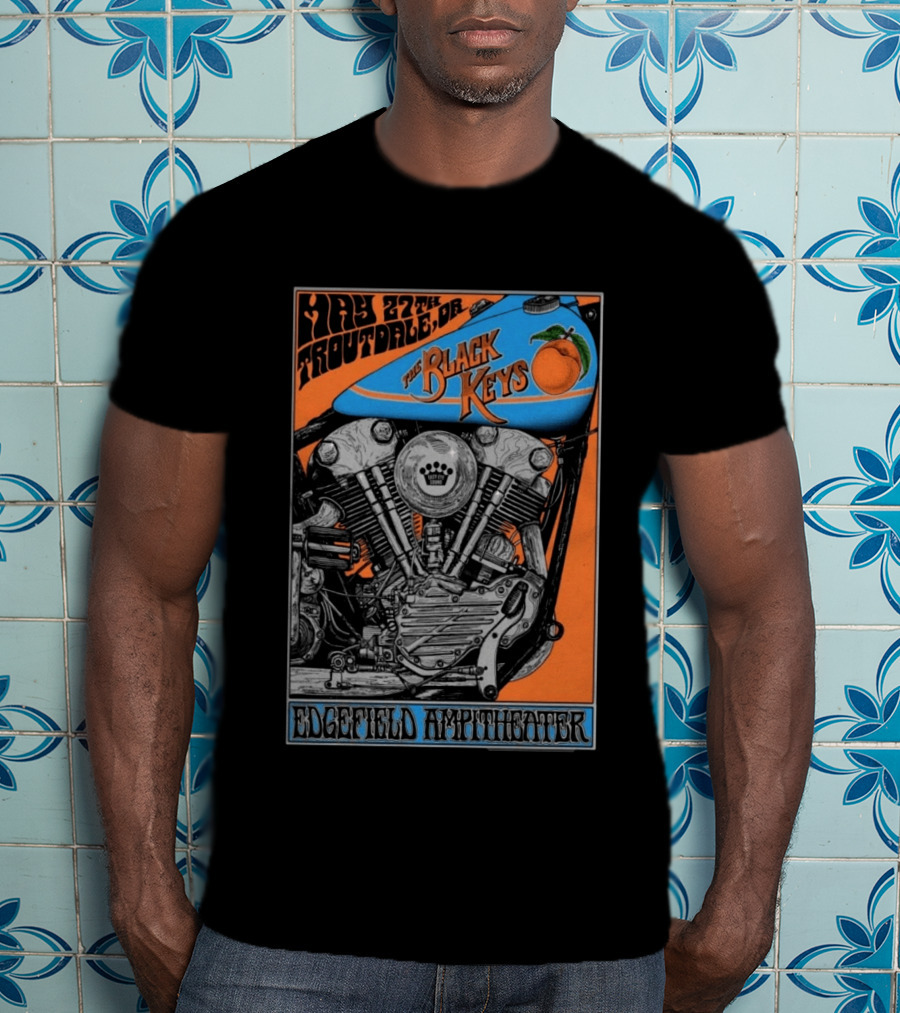 May 27 Troutdale OR The Black Keys Motorcycle Edgefield Amphitheater T-Shirt