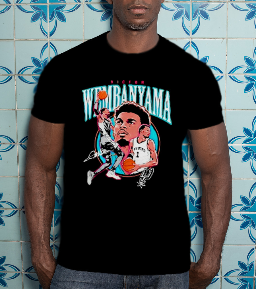 Victor Wembanyama San Antonio Spurs NBA Basketball Player Action Collage T-Shirt