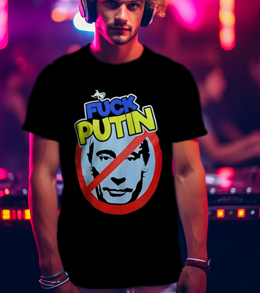 FUCK PUTIN Red Circle Icon With Blue And Yellow T-Shirt