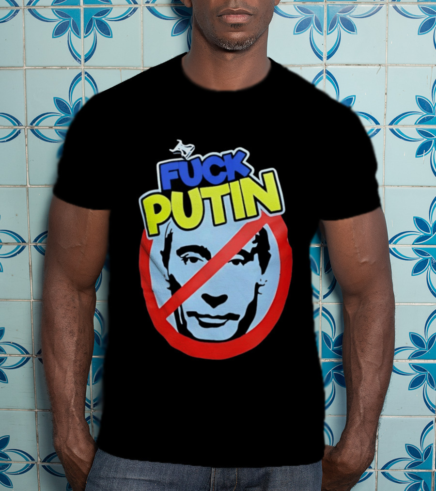 FUCK PUTIN Red Circle Icon With Blue And Yellow T-Shirt