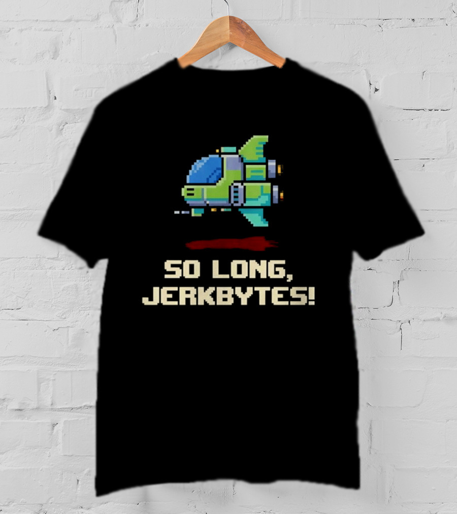 Pixel Spaceship So Long Jerkbytes Retro Sci Fi 8 Bit T-Shirt