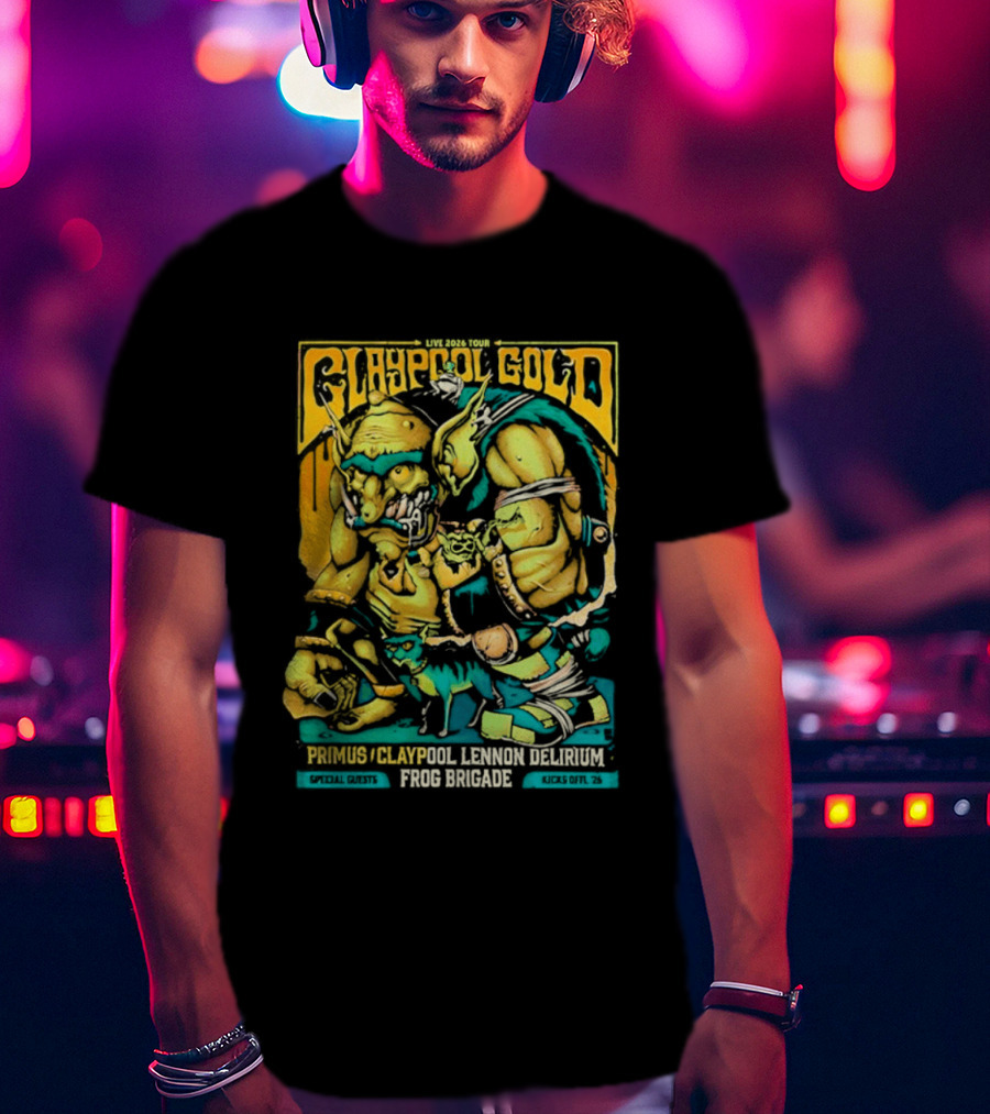 Primus Claypool Lennon Delirium Frog Brigade Crypto Gold Monster T-Shirt