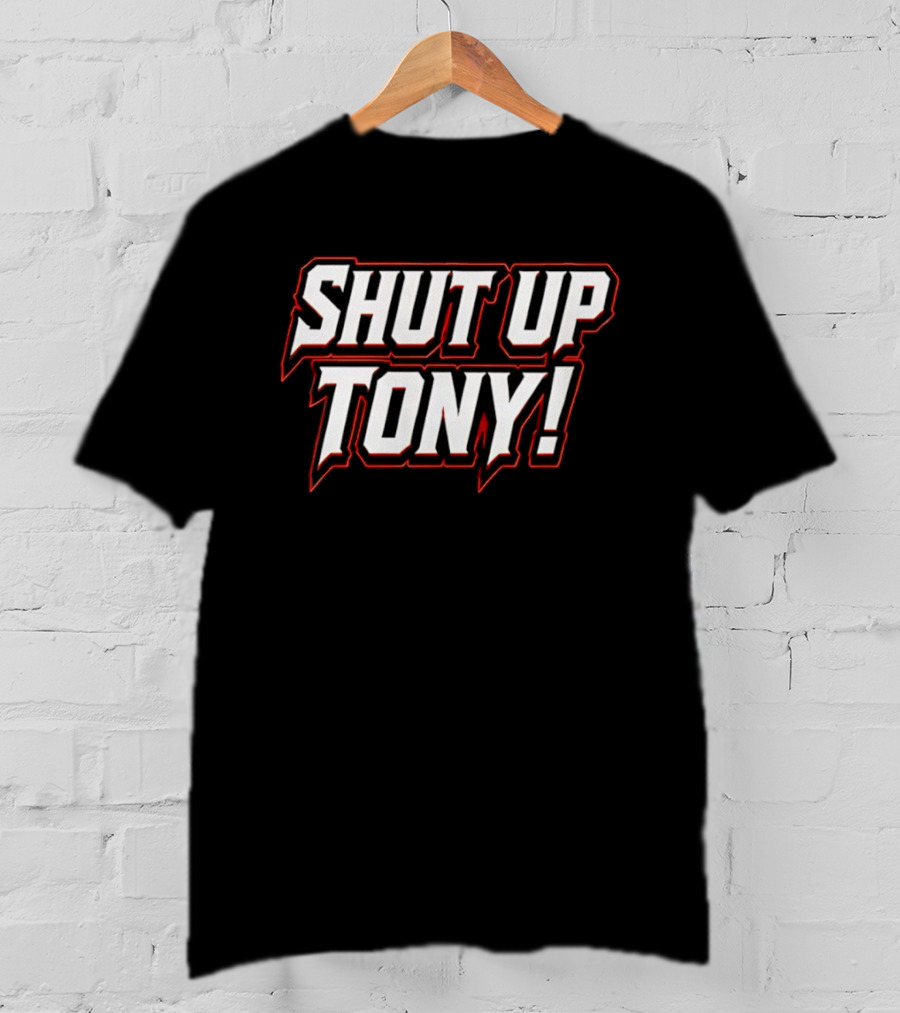 SHUT UP TONY! Bold White Red Comic Book Font T-Shirt