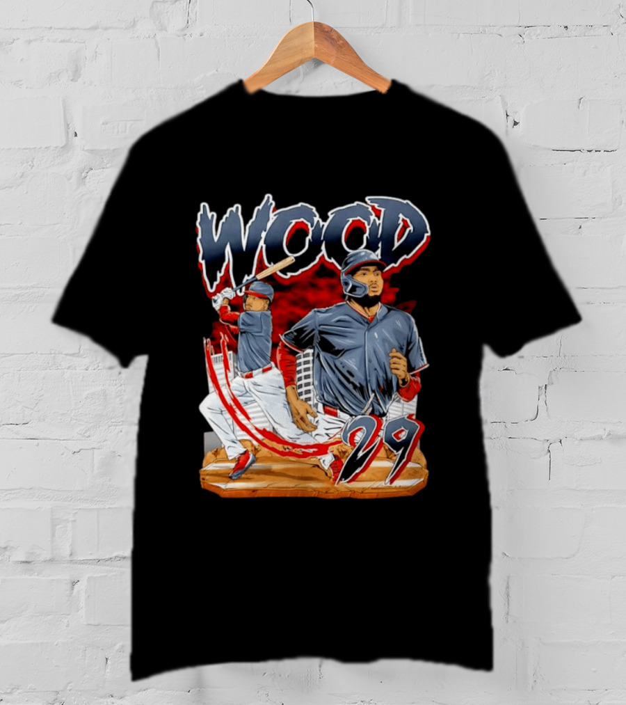 Wood 29 Washington Baseball Player Action T-Shirt
