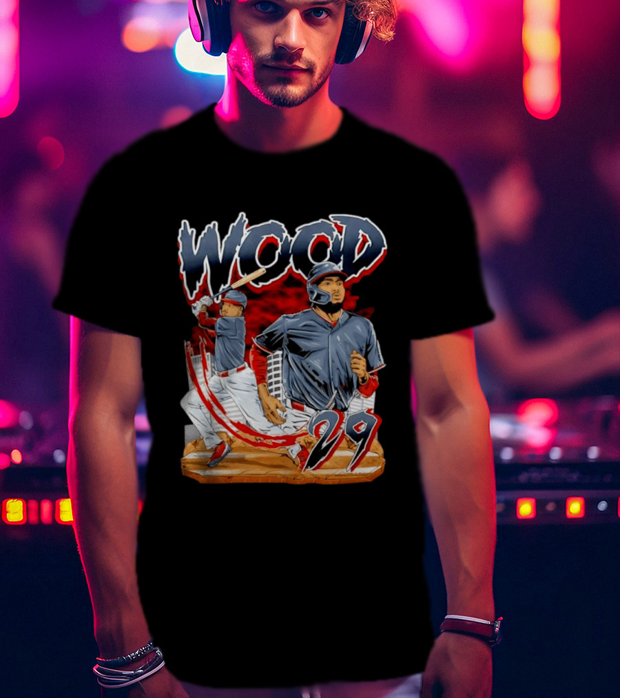Wood 29 Washington Baseball Player Action T-Shirt