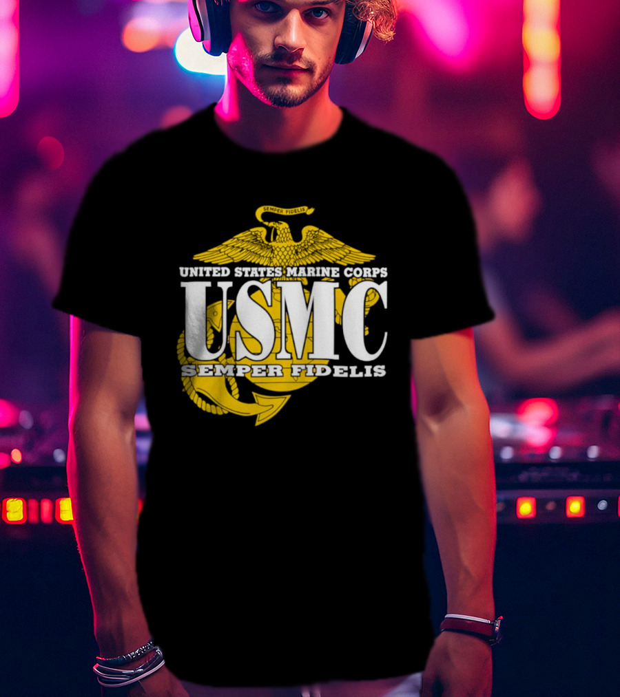 United States Marine Corps USMC Semper Fidelis Eagle Globe Anchor T-Shirt