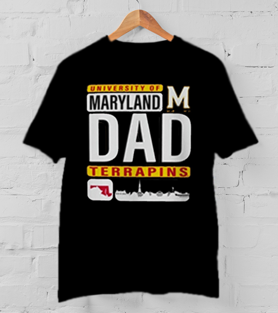 University Of Maryland Terrapins Dad With State Outline And Script T-Shirt