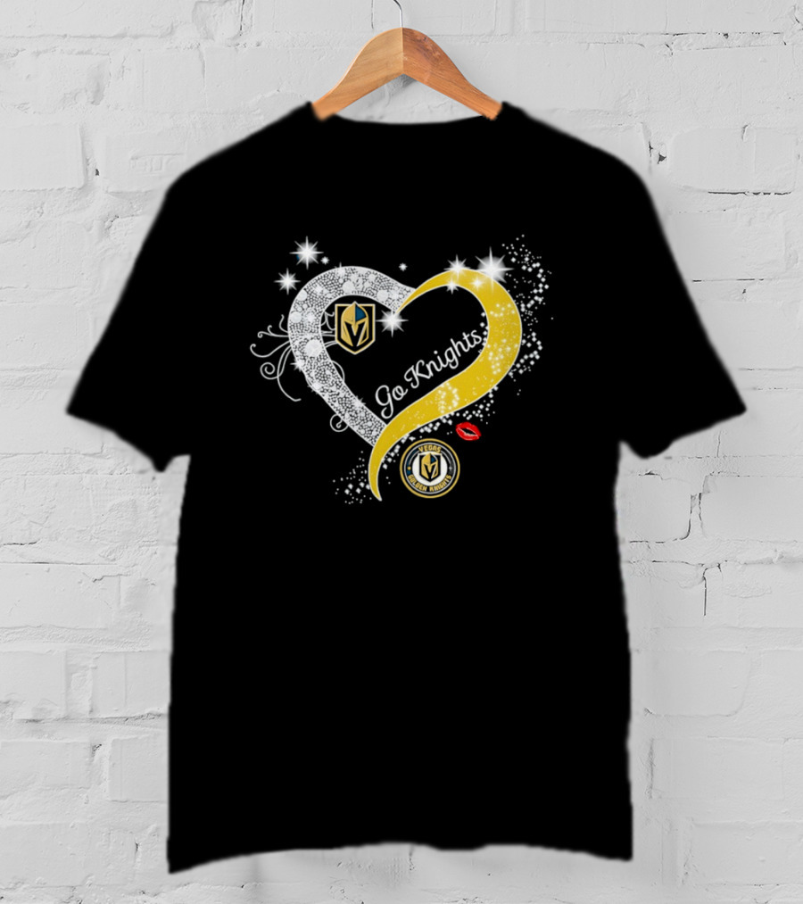 Vegas Golden Knights NHL Heart Emblem Go Knights T-Shirt