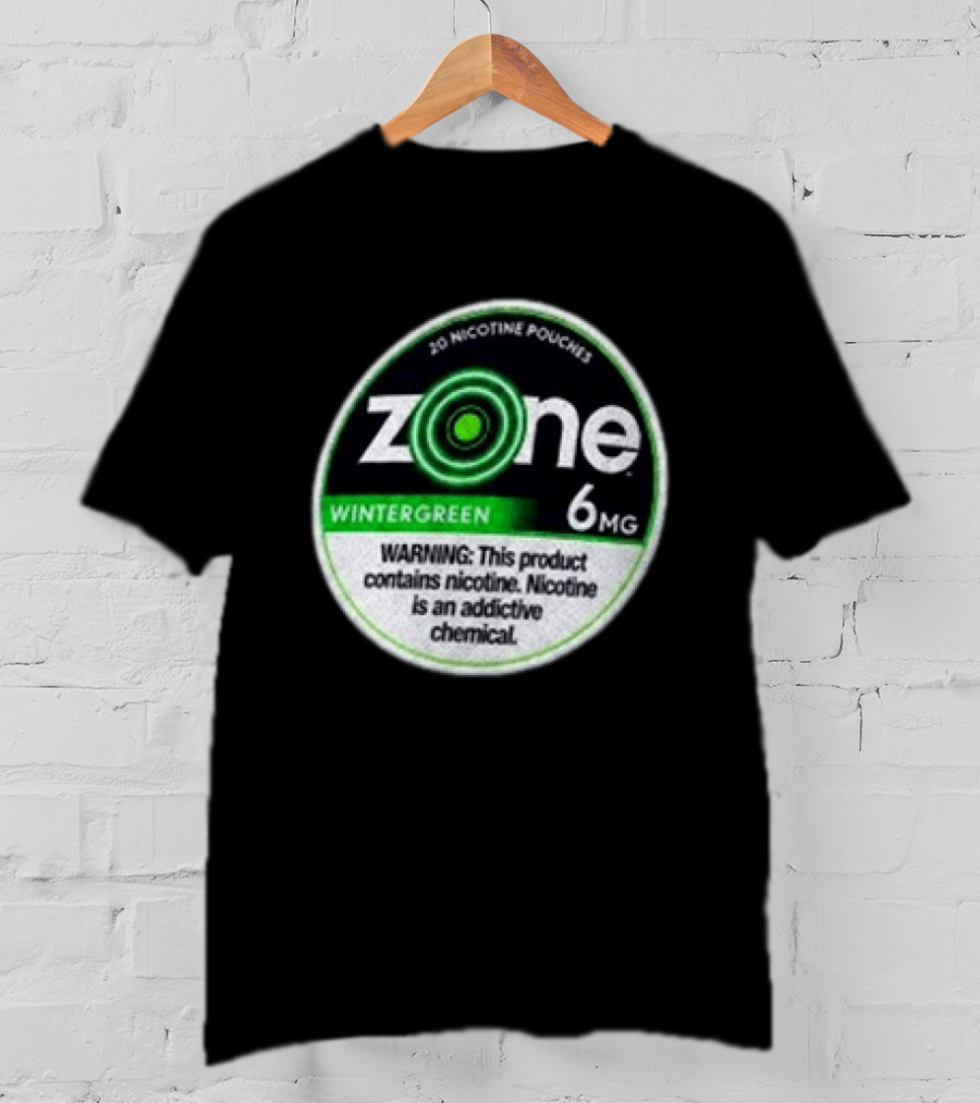 20 Nicotine Pouches Zone Wintergreen 6mg Warning Contains Nicotine T-Shirt