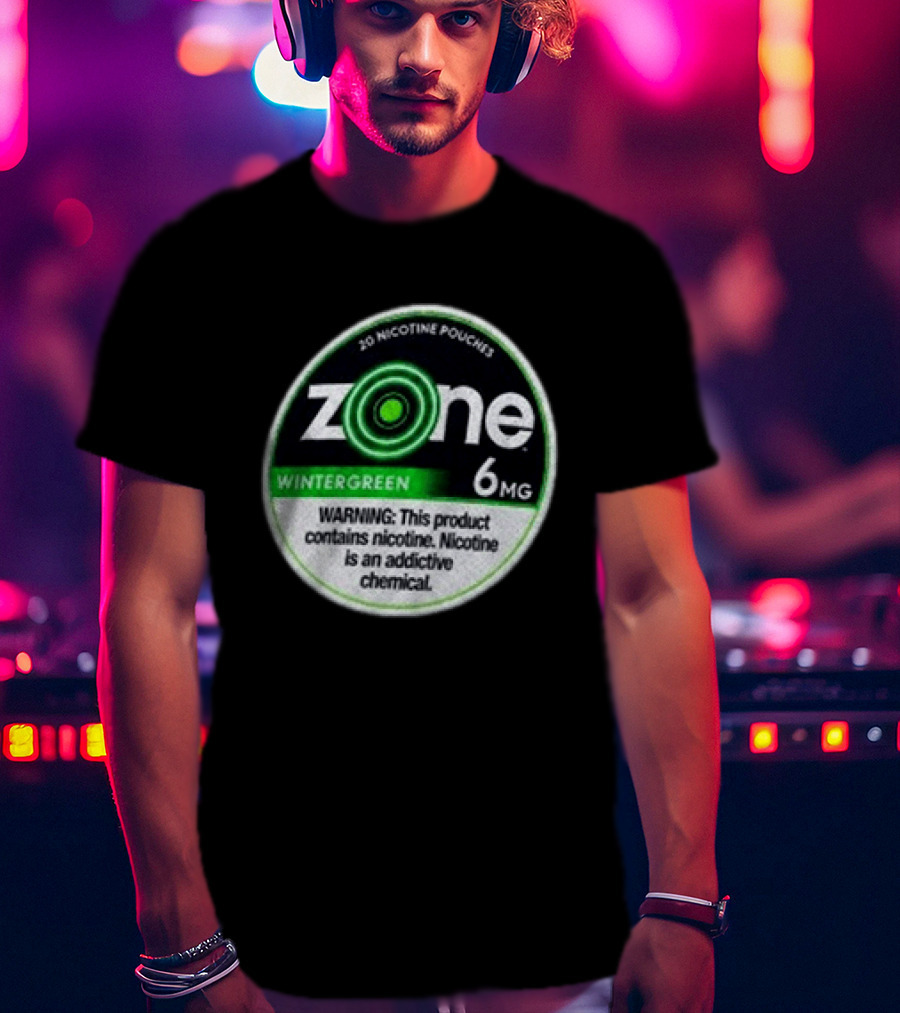 20 Nicotine Pouches Zone Wintergreen 6mg Warning Contains Nicotine T-Shirt