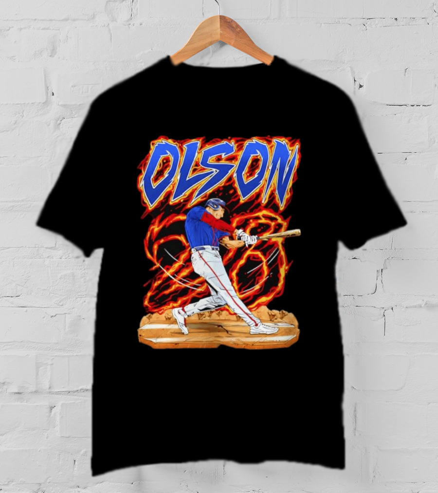 Olson Baseball Player Batting With Intense Flame T-Shirt