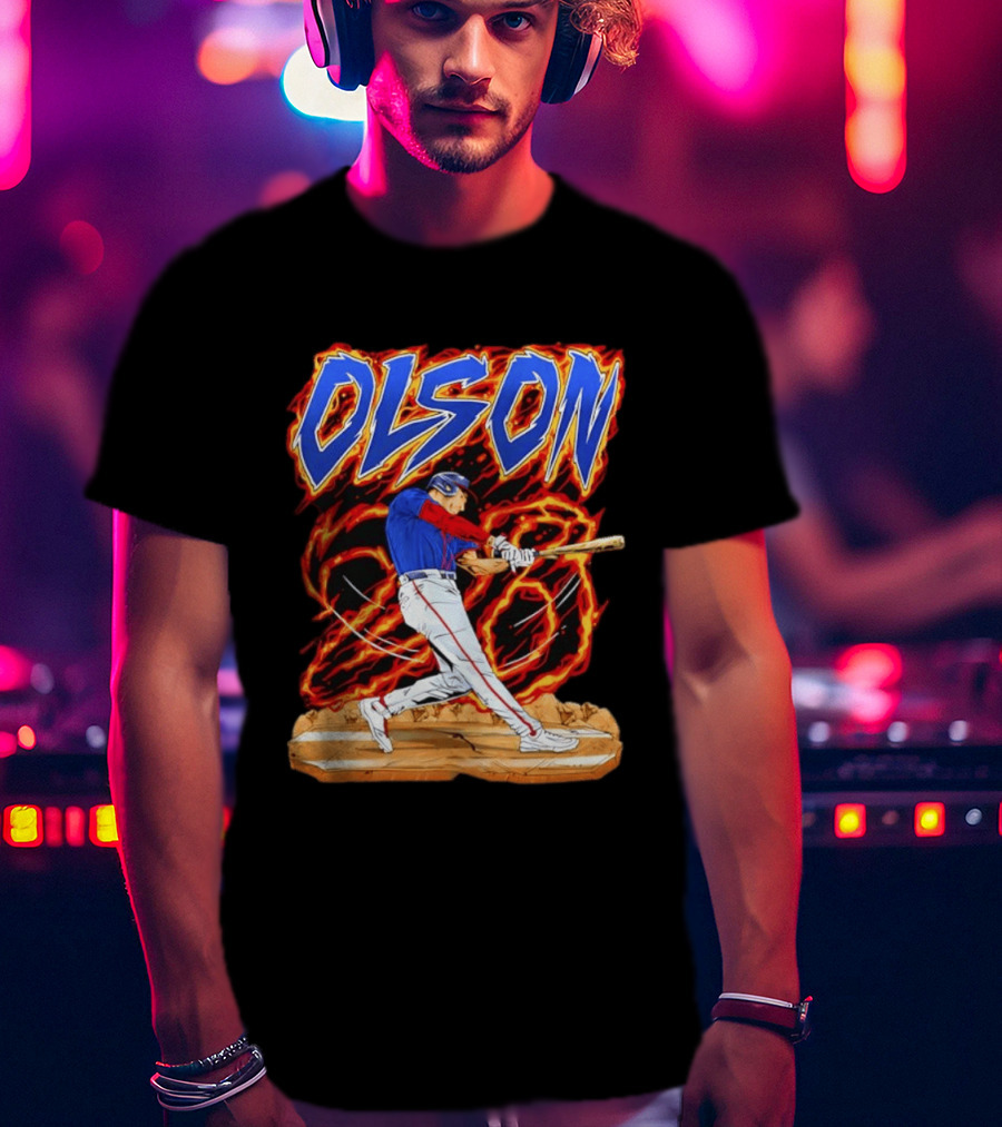Olson Baseball Player Batting With Intense Flame T-Shirt