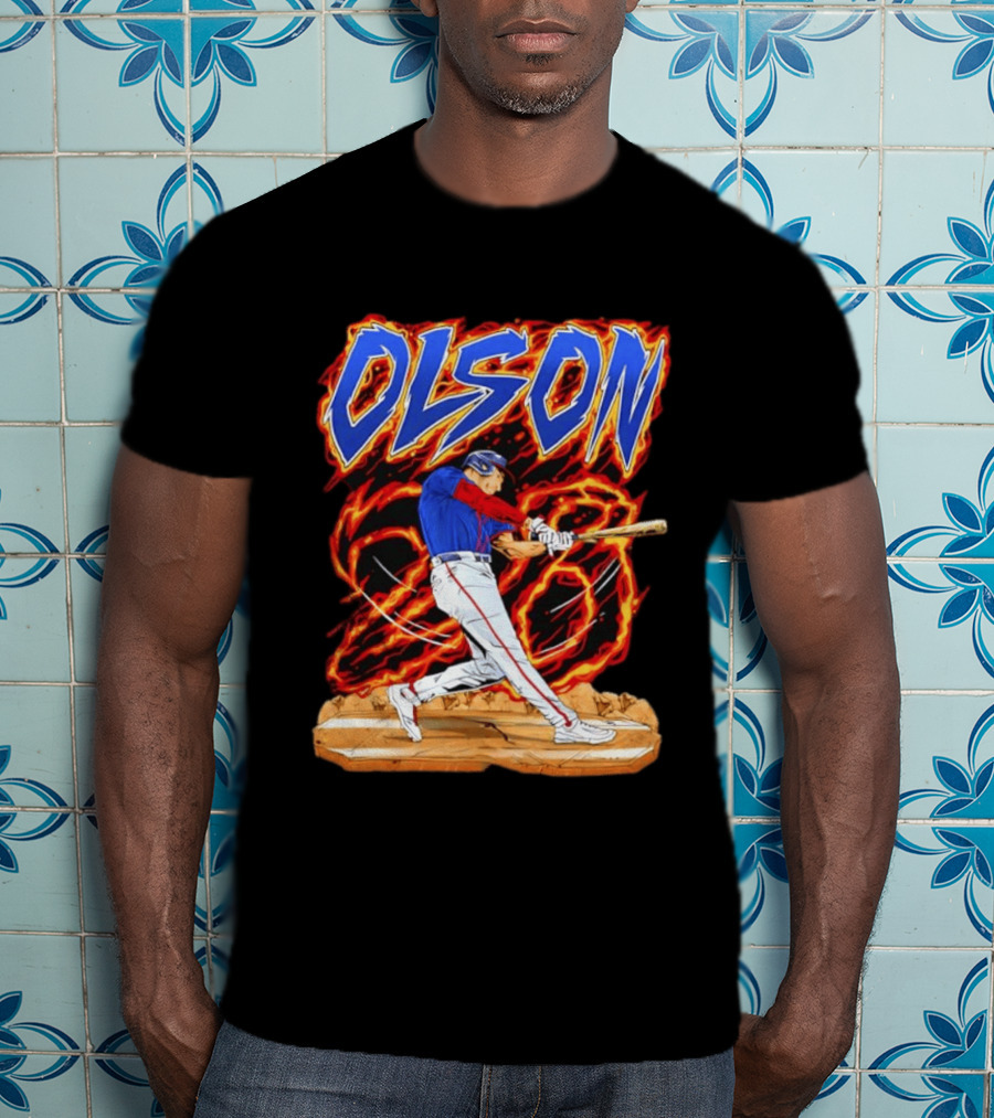 Olson Baseball Player Batting With Intense Flame T-Shirt