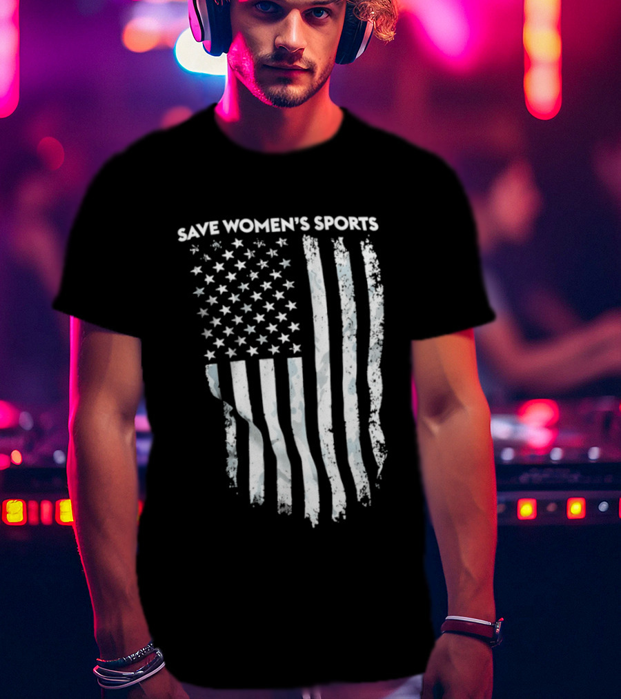 Save Women's Sports American Flag Stars And Stripes T-Shirt