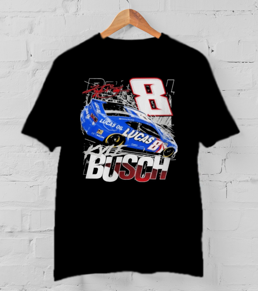 Kyle Busch Lucas Oil #8 Racing Car Red 2 Spot T-Shirt