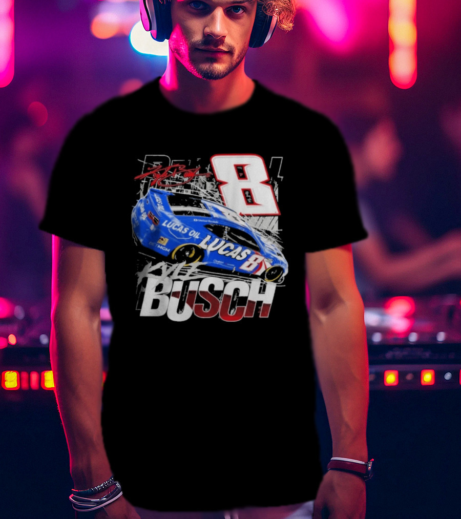 Kyle Busch Lucas Oil #8 Racing Car Red 2 Spot T-Shirt