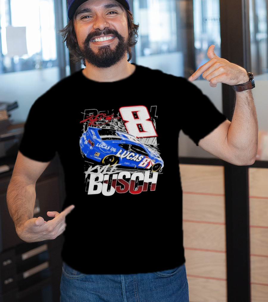 Kyle Busch Lucas Oil #8 Racing Car Red 2 Spot T-Shirt